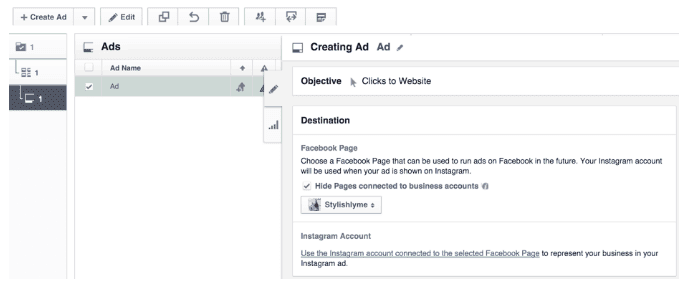 <p>Edit the ad. Select your page and select Instagram.</p>