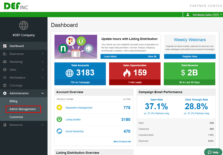 <p>Log in to the Partner Center and make sure your administrators have access to the admin area by clicking on Admin Management found in Settings on the left panel of your dashboard. People with access to the Partner Center will have access to all the user levels.</p>