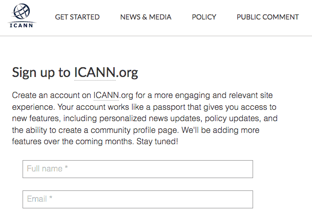 <p>Register at the <a href=www.icann.html website</a> and submit your deposit. $5,000 is the initial requirement when requesting the application form.</p>